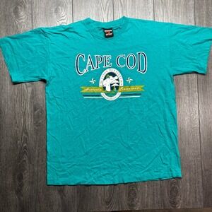 Vintage Signal Sport Cape Cod Massachusetts Lighthouse T-Shirt Teal Mens XL